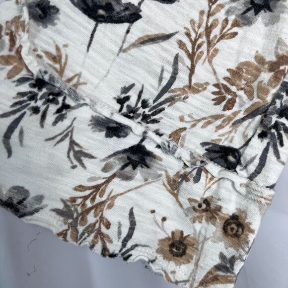 J. Jill White Floral Print 3/4 Sleeve Rough Edge Pullover Blouse Size Small - Picture 6 of 10